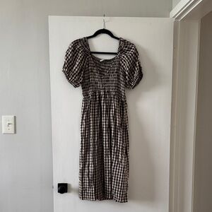 Checkered Puff Sleeve Dress
